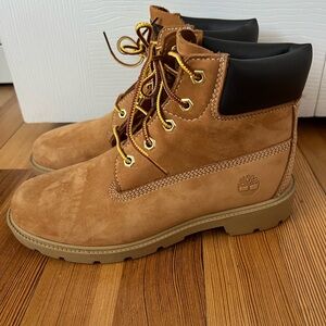 Timberland Tan Waterproof Boots with Yellow and Brown Laces size 4.5 boys